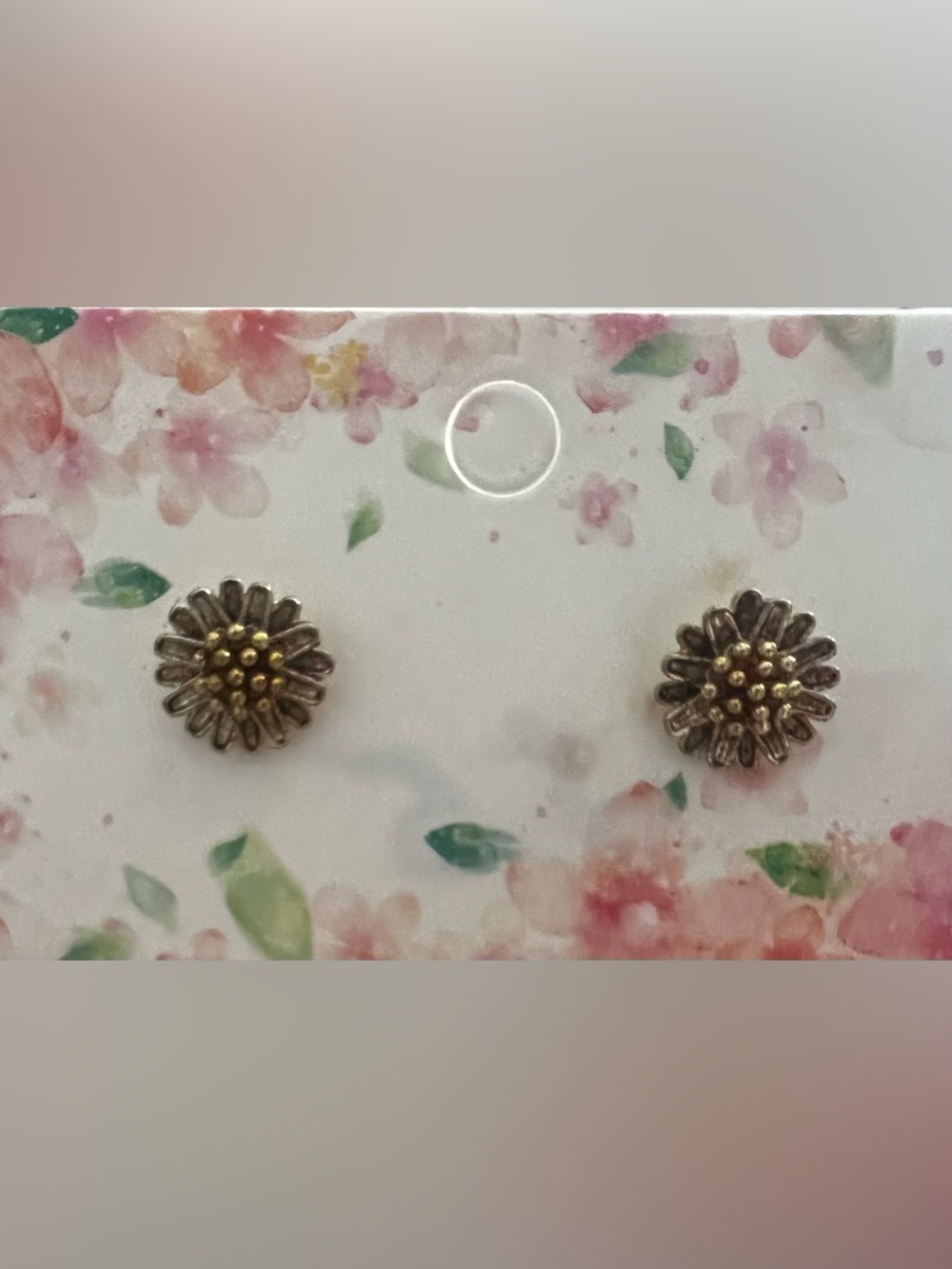 Petite Floral Sunburst Stud Earrings - Two-Tone Gold and Silver 1/4"
